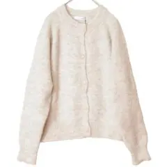 値下げ M(ゆったり) 起毛 ニットカーディガン レディース/アイボリーベージュ