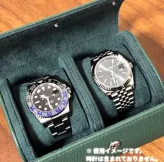 ■新品　時計収納　2本収納　ウォッチケース ウォッチBOX グリーン 緑 ■のサムネイル