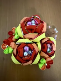 コサージュ　髪飾り　つまみ細工　ハンドメイド　77