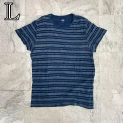オールドネイビー　Tシャツ　ネイビー　ボーダー　メンズ　L　半袖