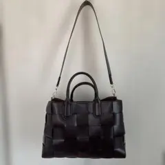 ダイアナ DIANA ダークブラウン レザー 編み込み ハンドバッグのサムネイル