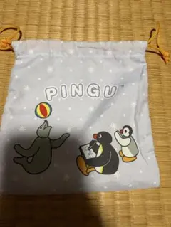 ピングー pingu 巾着袋 紫色　はま寿司 ガチャ