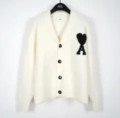 ami アイボリー カーディガン ハート刺繍