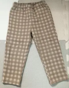 美品 ベージュチェック柄 裏起毛パンツ 95cm
