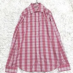 【極美品◦現行✨】バーバリーロンドン 長袖 シャツ チェック柄 ピンク系 L