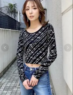 GYDA ロゴ総柄 長袖カットソー ブラックのサムネイル