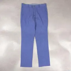W32L32実寸 Papas パパス コットンリネンパンツ スラックス ブルーのサムネイル