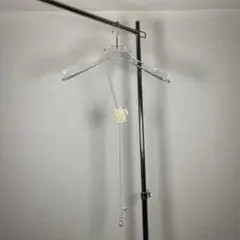 ロングネックレス フェイクパール ホワイトローズ ローズコサージュ ホワイト