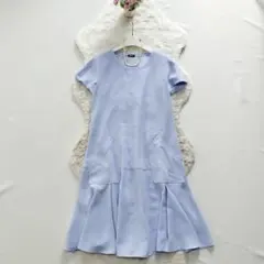 JILSANDER*ジルサンダー　半袖フレアワンピース　クルーネック　ブルー34のサムネイル
