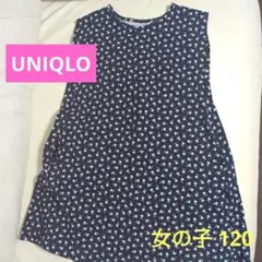 ユニクロ ワンピース 120 ポールアンドジョー コラボ 花柄 ネイビー