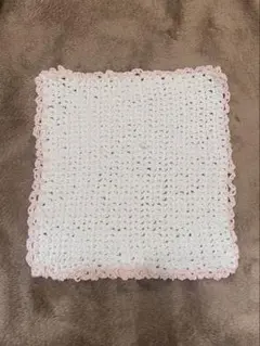 ハンドメイド 編み物 ホワイト ピンク