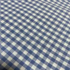 青と白のチェック柄生地 約400cm×46cm