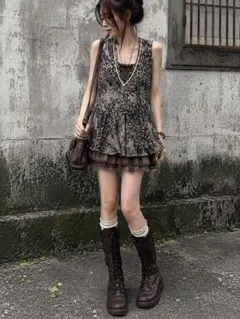 y2k00s フェアリーグランジ　森ガール　レース　花柄　退廃　平成　itimiのサムネイル