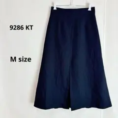 9286KT フレアスカート　M ネイビー　ミディアム丈　フロントスリット風