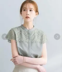 URBAN RESEARCH ROSSO ウォッシャブルヨークレースブラウス