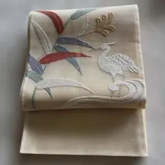 ❣️❣️❣️連休大幅に値下げ❣️❣️❣️袋帯 ベージュ 鷺 と芦❣️袋帯❣️