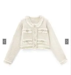 GRL フリンジショート丈ニットカーディガン dr482 アイボリー S