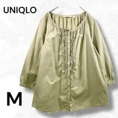 ユニクロ UNIQLO フリル付きシャツ M レディース　トップス　七分袖