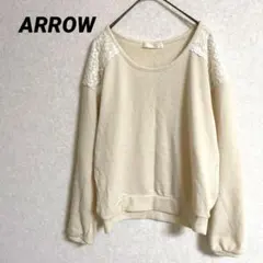 アロー レディース ニット トップス オフホワイト レース付き 長袖 M