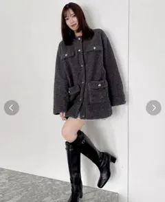 dazzlin ボアフレンチブルゾン チャコールグレー