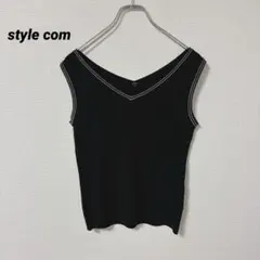 style com スタイルコム　ノースリーブ　黒　ラメ　M 無地　春夏　日本製のサムネイル
