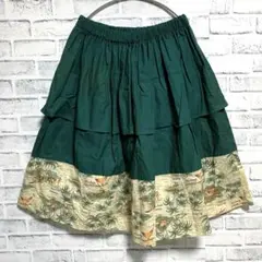 【パウスカート】フラダンス衣装　ハワイデザイン　グリーン系　スカート