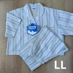【着るヒヤロン】パジャマ LL 半袖 七分丈パンツ ストライプ 淡青 レディース