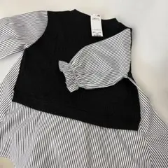 新年セール新品未使用5分袖ブラウスドッキングTシャツ 130