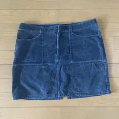 ダークブルー コーデュロイ ミニスカート　あーぺーせー
