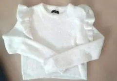 Bershka フリル付きホワイトニット Lサイズ