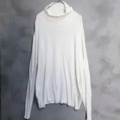 H&M ホワイト タートルネック Lサイズ　ニット　ホワイト　a1393
