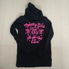Tommy Girl フード付きパーカー 黒 ピンクプリント