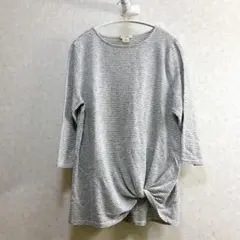 レディーストップス グレー ストライプ Lサイズ トップス