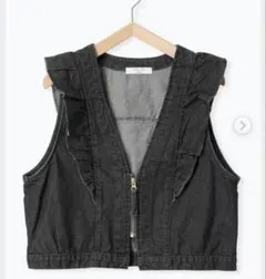 サマンサモスモス☆エコデニム　ショルダーフリルベストF