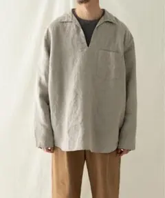 nest robe confect ブラックヘンプ　スキッパーシャツ