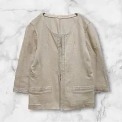 ケーティーリノ ＊ノーカラージャケット 麻 薄手 きれいめ ベージュ 春 夏 秋のサムネイル
