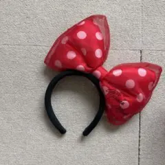 ディズニー　赤い水玉リボンカチューシャ　ミニー