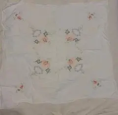 アンティーク、テーブルクロス、布、花柄刺繍