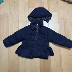 フード付きネイビー ダウンコート