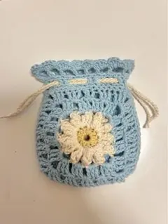 編み物　ポーチ　巾着　韓国　花