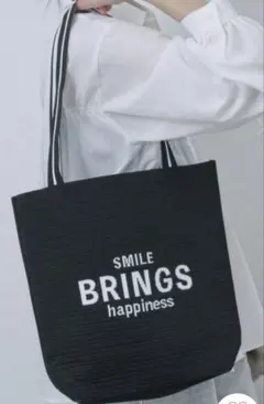 サマンサモスモスブルー　ロゴニットトートバッグ　ブラック