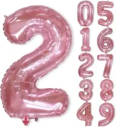 数字 バルーン 風船 40インチ 文字風船 アルミバルーン (２：ピンク)