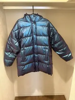 GAP メタリックダウンジャケット ブルー Sサイズ