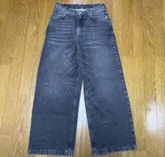 ZARA ダークグレー ワイドレッグデニムパンツ