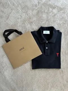 美品 ami paris アミパリス ポロシャツ 黒　サイズL