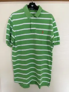 Ralph Lauren 黄緑×白　ストライプ　ポロシャツ　Mサイズ