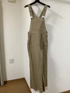 ベージュ サロペット 綿ツイル　オールインワン　フリーサイズ