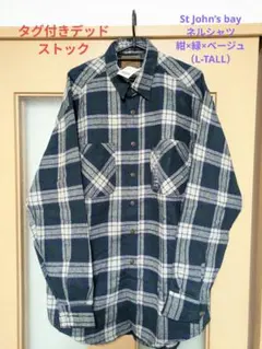 St John’s bay ネルシャツ 紺×緑×ベージュ（L-TALL）のサムネイル