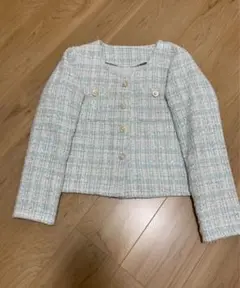 ミントグリーン ツイードショートジャケット