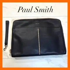 極美品Paul Smithポールスミス本革マルチストライプレザークラッチバッグ